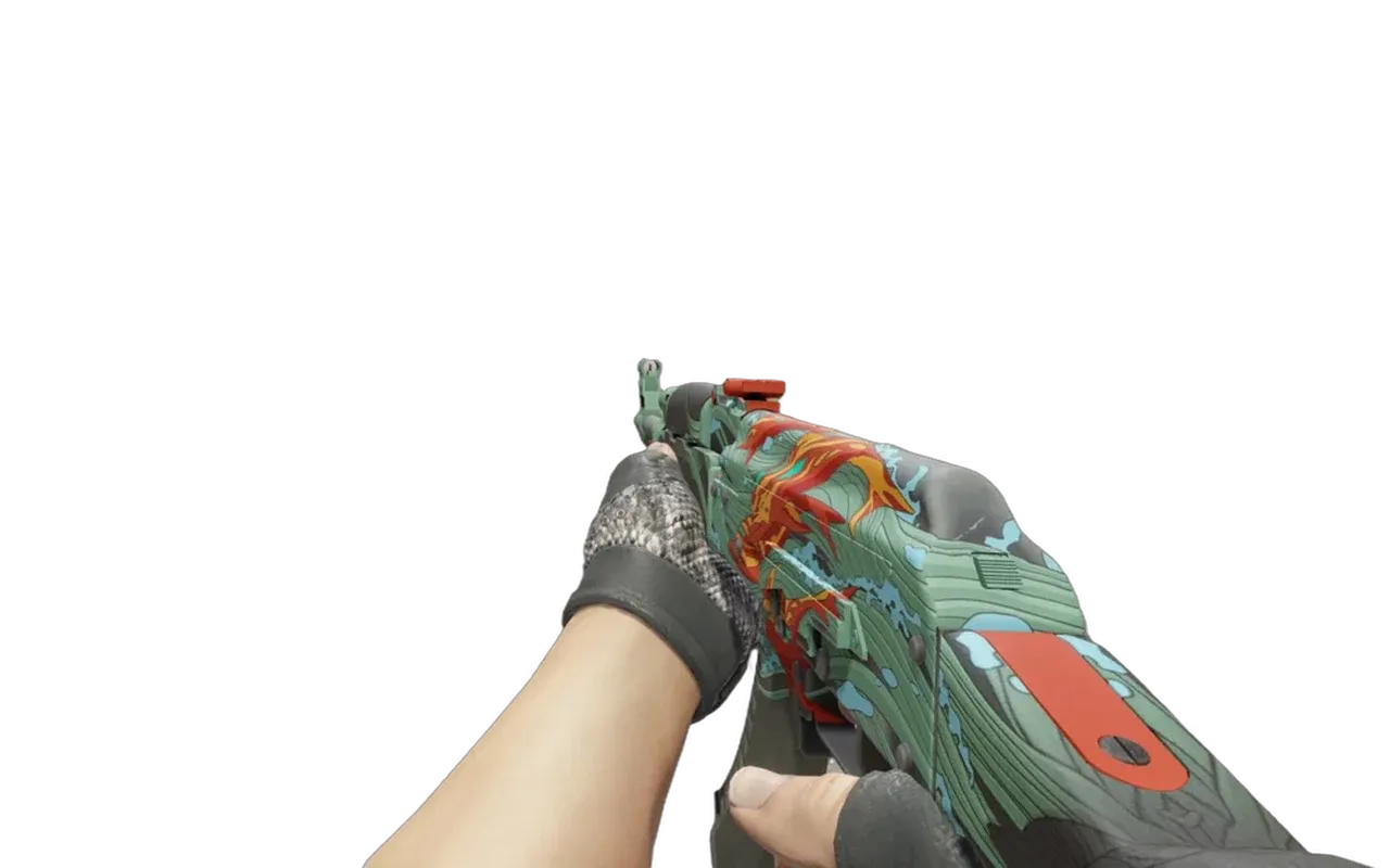 AK-47 Aquamarine Revenge with Unhinged Broken Fang Gloves CS2 skin combo