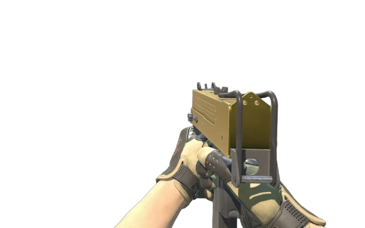MAC-10 Gold Brick with Creme Pinstripe Sport Gloves CS2 skin combo