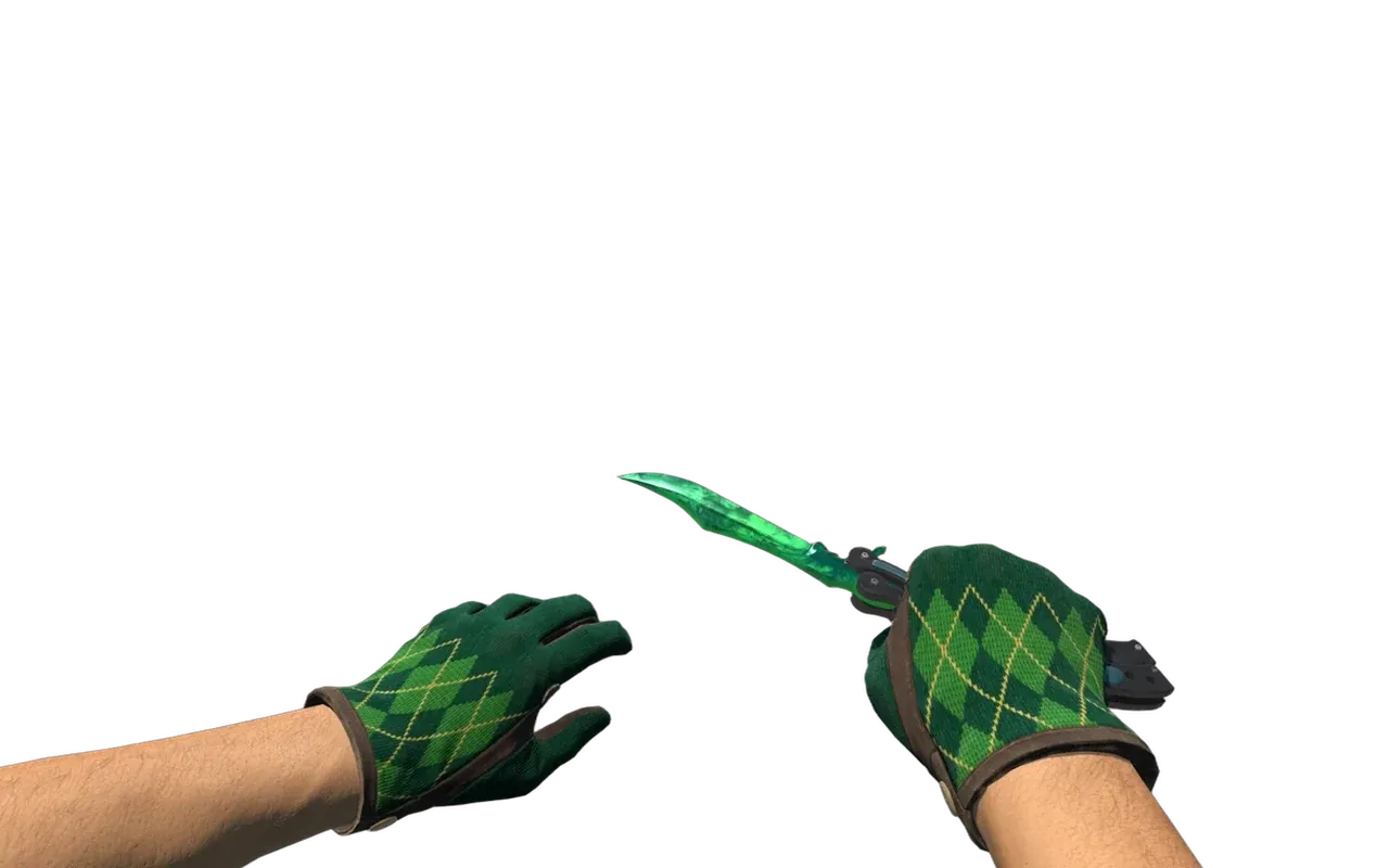 Butterfly Knife Gamma Doppler Emerald with Hand Sweaters Driver Gloves CS2 skin combo