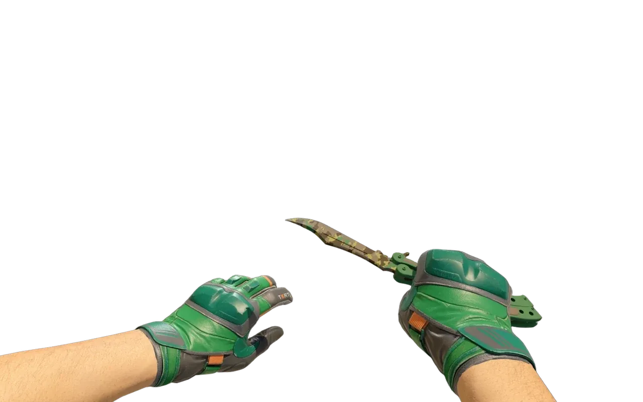 Butterfly Knife Boreal Forest with Turtle Moto Gloves CS2 skin combo