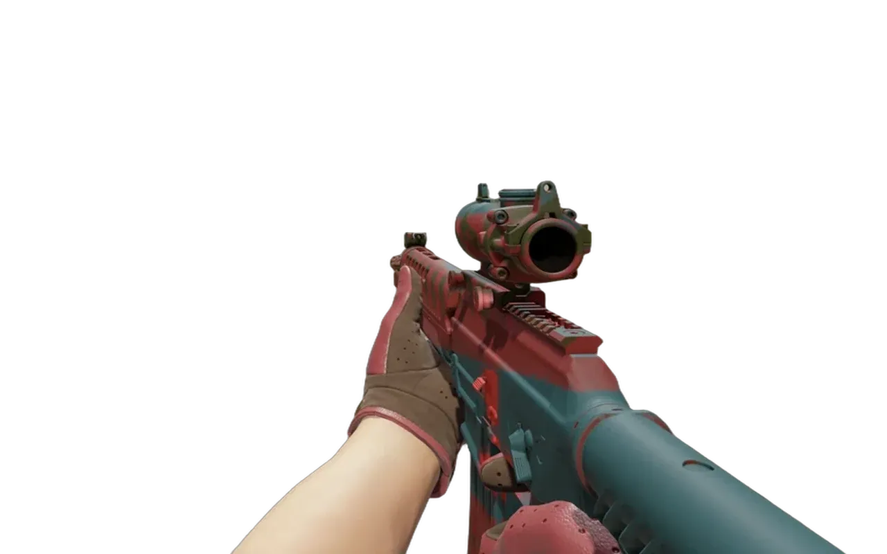 SG 553 Fallout Warning with Crimson Weave Driver Gloves CS2 skin combo