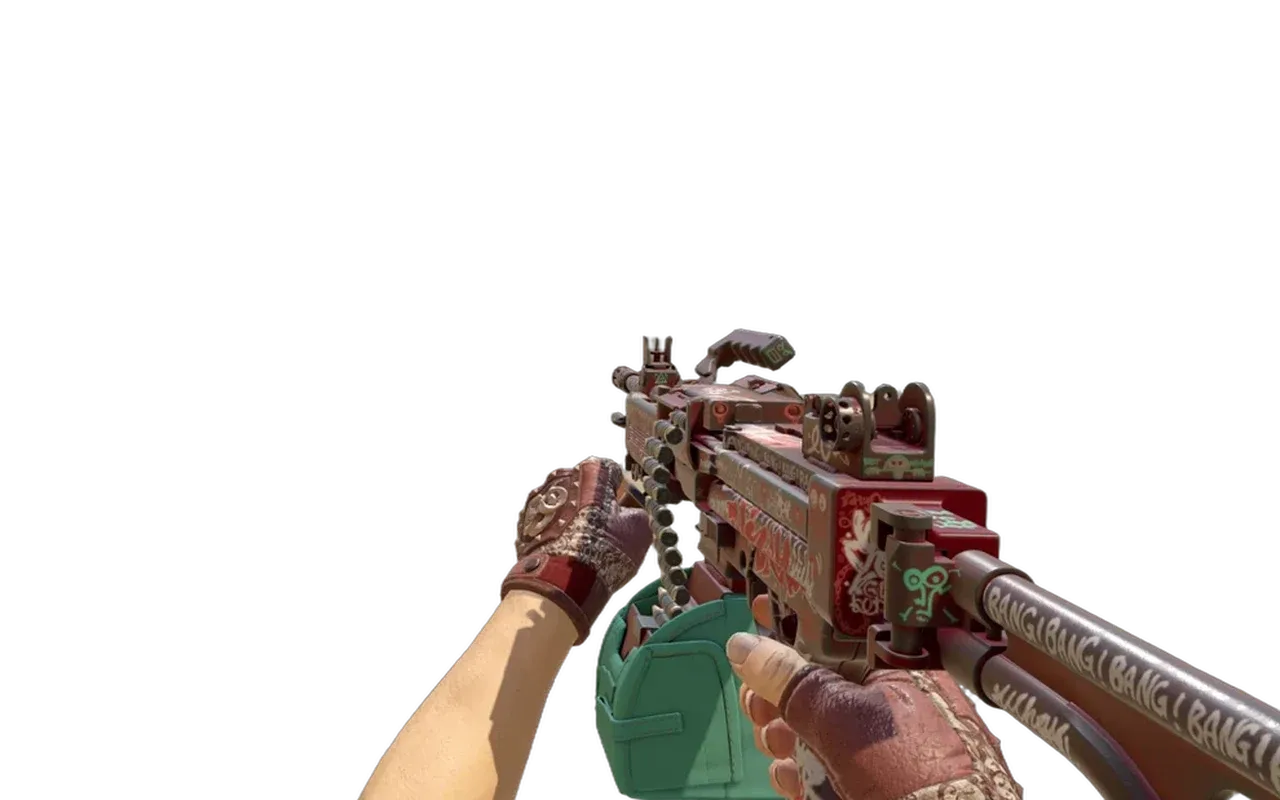 Negev Wall Bang with Needle Point Broken Fang Gloves CS2 skin combo