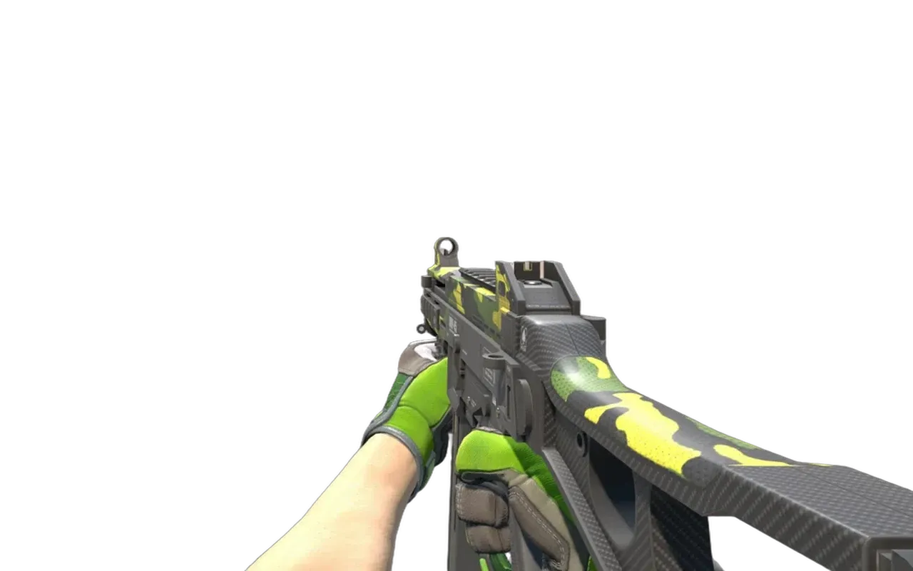 UMP-45 Riot with Lime Polycam Specialist Gloves CS2 skin combo