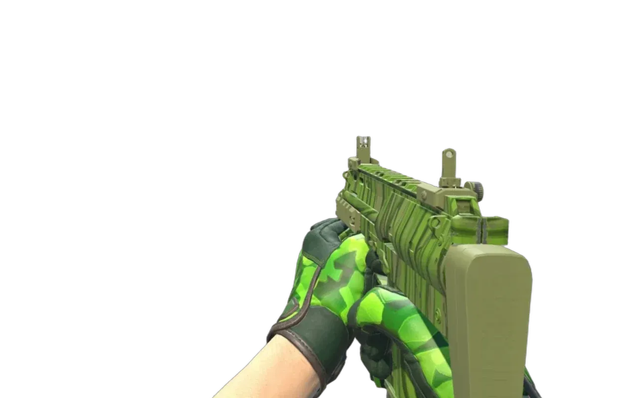 MP7 Tall Grass with Lime Polycam Specialist Gloves CS2 skin combo