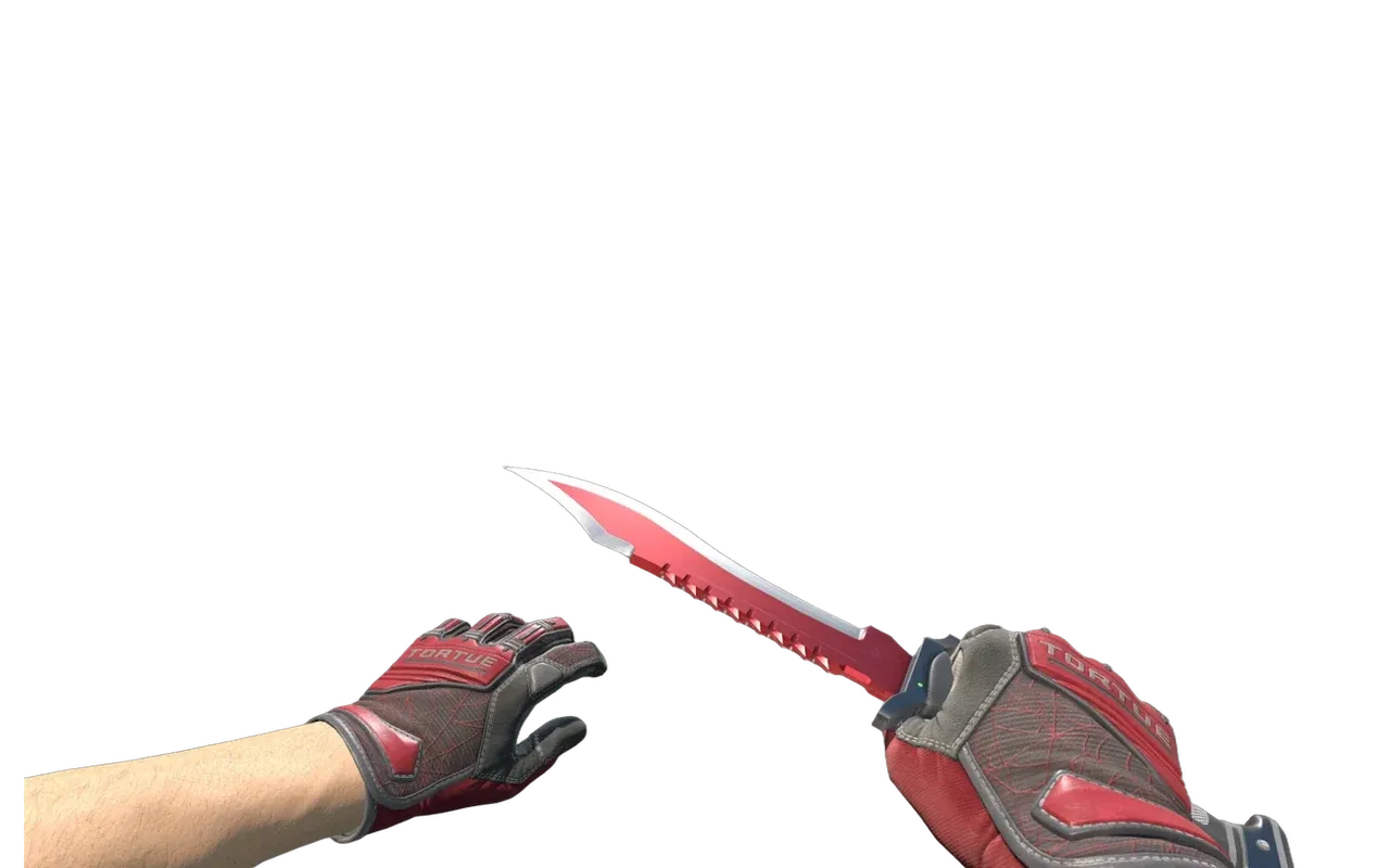 Bowie Knife Autotronic with Crimson Web Specialist Gloves CS2 skin combo
