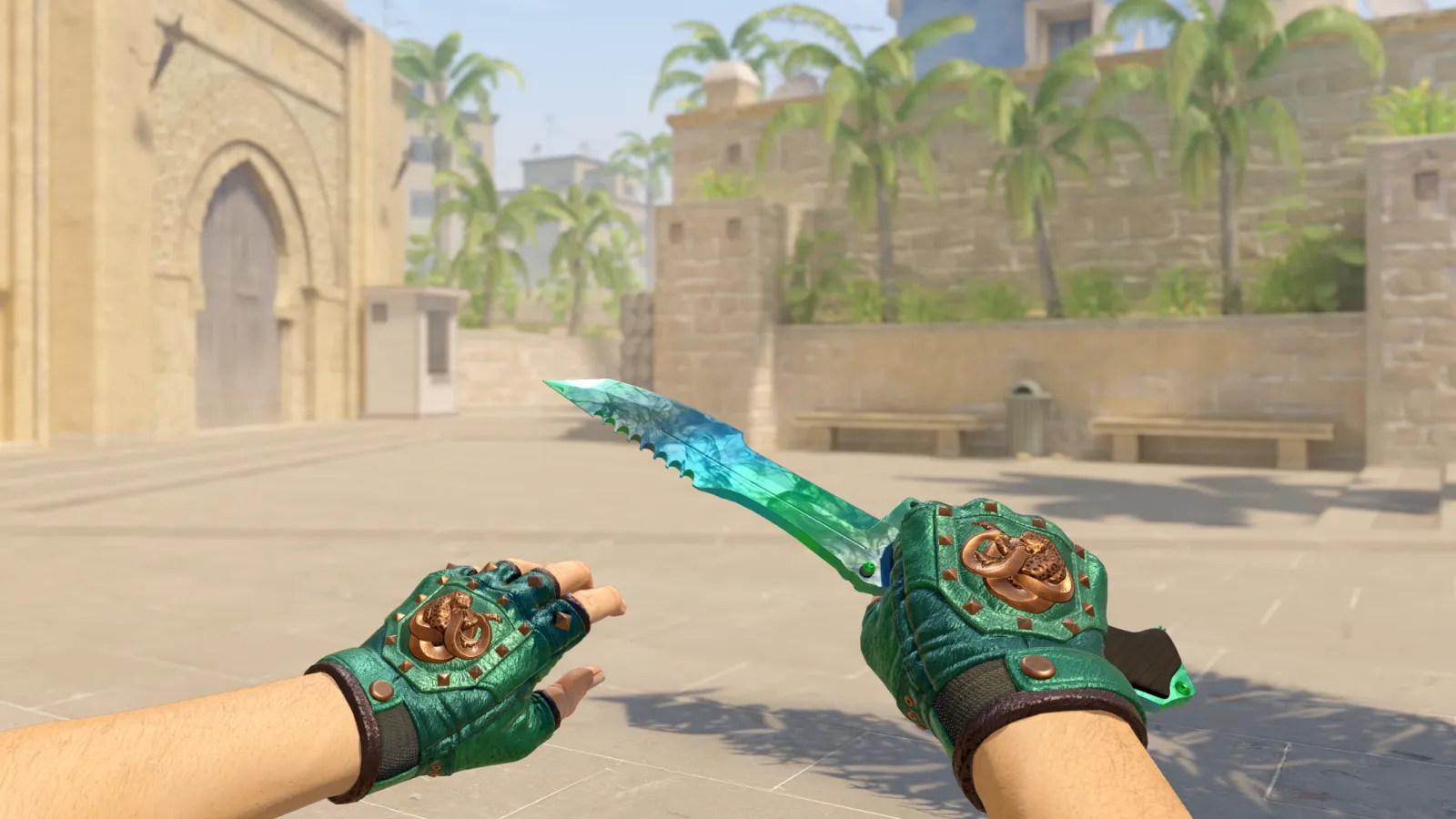 Huntsman Gamma Doppler Jade Gloves, CS2 skin combo screenshot